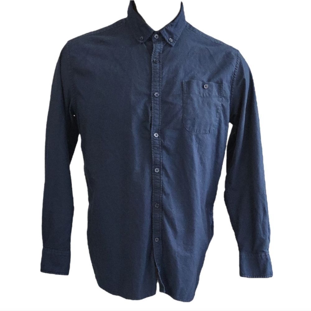 ALEXANDER JULIAN [COLOURS] Blue Organic 100% Cotton Button Down Shirt Size Large
